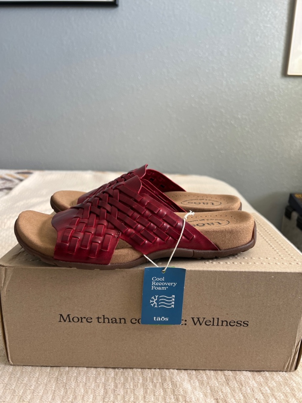 Taos Footwear Red Braided Slide Sandals - Picture 2 of 10